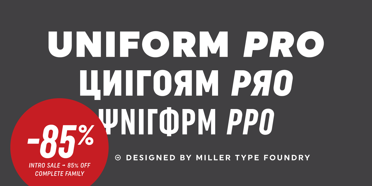 Ejemplo de fuente Uniform Pro Extra Condensed Bold Italic